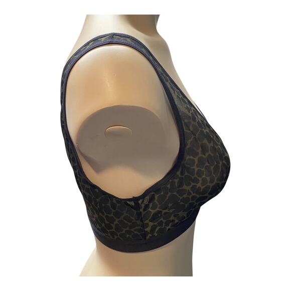 Revolve Love Stories 34 A/B Leopard Print Mesh Bralette Black Plunge Lingerie - Picture 3 of 5